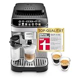 De'Longhi Magnifica Evo ECAM292.81.SB, Kaffeevollautomat mit Milchsystem, 7 Direktwahltasten für Cappuccino, Espresso und weitere Kaffeespezialitäten, Bedienfeld, 2-Tassen-Funktion, Silber/Schw