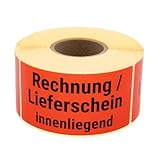MDlabels Warnetiketten auf rolle 100x50mm 500 Stück Rechnung Lieferschein innenliegend Invoice Packing List inside selbstklebendes Papier Versandetiketten Versandhinweis Haftetik