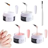 4 Stück Aufbaugel für Gelnägel 15ml Gel Nägel UV Aufbaugel für Nägel,Nagel Gel Zur Stärkung Von Extensions und Zur Reparatur Von Styles,mit Manikürepinsel(4 Farben)
