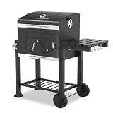 tepro Holzkohlegrill (Grillwagen) Toronto Click, Grillfläche: ca. 56 x 41,5 cm, BBQ mit Deckel, Edelstahl-Griff, Grillrost und Thermometer, Maße ca. 115 x 67 x 107