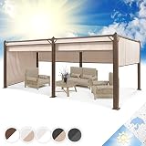 Blumfeldt Pantheon Cortina Pavillon, Wasserdicht mit Faltdach, Stabiler Gartenzelt-Pavillon mit Seitenwänden, Metall-Pavillon Winterfest, Partyzelt mit UV-Schutz, Polyester, Pavillon 3x6m, Bronze/S