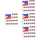 TOPBATHY 4 Sätze Flaggendekoration Dessertringe Cupcake-dekoration Fahnen Dessert-topper-dekore -zahnstocher Dessert-picks Auswahl Internationaler Flaggen Holz 200 Stück * 4
