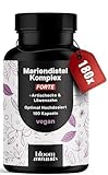Mariendistel Artischocke Löwenzahn Komplex Hochdosiert - 180 Kapseln - 3-in-1 Komplex mit Mariendistel + Artischocke + Löwenzahn - 400 mg Silymarin - Vegan Laborgeprüft - Verpackung k