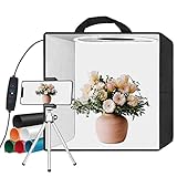 EMART Fotostudio Lichtbox, 30x30x30 cm Fotobox zum Fotografieren, Fotostudio Set 120 LED-Licht und 6 Wasserdichten Hintergründen für Produktfotografie, Schmuck und kleine Geg