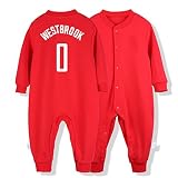 Baby Jumpsuit Crawl Anzug, einteiliger Baby Pyjama, geeignet für 3-15 Monate Neugeborene Basketball Trikots, 32 Modelle,Westbrook,66