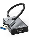 USB zu HDMI Adapter, USB 3.0/2.0 zu HDMI Audio Video Adapter, 1080P Video Grafikkabel Mehrere Monitore Konverter kompatibel mit Windows XP/7/8/8.1/10/11/Android, für PC Laptop Projektor HDTV TV -G