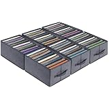 BIGLUFU 6 Stück Schrank Organizer Kleiderschrank Faltbare Aufbewahrungsbox aus Vliesstoff Set mit 9 Fächer Schubladen Ordnungssystem Aufbewahrung für Kleidung Tshirts Hosen Unterwäsche J