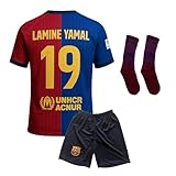 Qycksouth Yamal Nr.19 Trikot für Kinder Set 2024/2025 Heim – Fan Outfit mit Shorts und Socken – Jungen Fußball Trikot – Trikot Kinder – Jugendgrößen 152