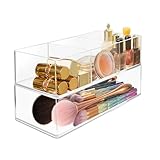 LUBOXIN 2er Set Kosmetik Organizer, 3-Fach Make Up Organizer Schlafzimmer Schminktisch Organizer, Transparent Stapelbar Kosmetik Schmink Aufbewahrung für Nagellacke, Accessoires, Schmuck