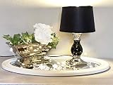 DRULINE Keramik Lampe Black Lovely Schwarzer Fuß Klein H33 cm Schirm in Schw