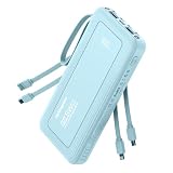 FlyKangaroo Powerbank mit integrierten Kabeln, 10000mAh, 22,5W Schnellladefunktion, USB-C LED-Anzeige, tragbares Ladegerät mit 6 Ausgängen & 2 Eingängen für iPhone, Samsung, Pixel, LG, Moto,