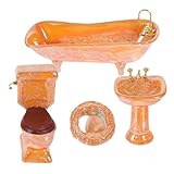 Alasum 1 Set Puppenhaus Badegeschirr Puppenhaus Zubehör Duschraum Mini Modell Miniatur Duschzubehör Miniatur Dekoration Miniatur Badezimmermöbel Puppenhaus Ornament Orangefarb