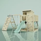 PolarPlay Spielturm Freja aus Holz in Grün,