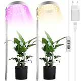 2 Stück Pflanzenlampe LED Vollspektrum, Höhenverstellbar Pflanzenlicht Pflanzenleuchte, Pflanzenlampe für Zimmerpflanzen, 3 Farben Grow Light mit Timer 3/9/12H, 10 Dimmbare Stufen fü