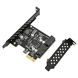Dpofirs PCIe zu USB 3.2 Gen 1 Karte, PCIe zu USB 3.2 Gen 2 Adapterkarte 2 USB3.2 GEN1 19PIN PCI Express (PCIe) Erweiterungskarte USB Karte für Desktop PC Support Windows(19PIN Schwarzes Brett)