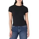 Amazon Essentials Damen Slim-Fit-T-Shirt mit Kurzen Ärmeln, Schwarz, M