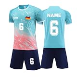 Generisch Personalisiert Fußball Trikot, Trikot mit Eigenem Namen & Nummer & Logo, Fußball Trikots Shorts für Kinder/Erwachsene (DE/NL/SE/PL, Alter, Einheitsgröße, Regular, Himmelblau)