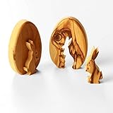 Kassis Geschenkartikel Olivenholz Osterdeko Tischdeko Osterhase im Ei 7 cm aus Bethlehem (1 Stück)