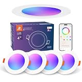 DUSKTEC Einbaustrahler LED RGB, Smart LED Spots Deckenleuchte 230V Alexa, Deckenspots APP Dimmbar Farbig 2700K-6000K Warmweiß bis Kaltweiß 10W, Einbauleuchten Decke Flach für Bad 4 stück