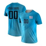 Yolovi Personalisiertes Fussballtrikot mit Namen Nummer Drucken Nationalflagge Sport Casual Trikots Fussballshirts für Herren Damen Jugendliche Uruguay