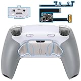 eXtremeRate RISE4 Plus MAX Metall Remap Kit für ps5 Controller BDM-010/020, Gummiert Griff Rückgehäuse Case & Real Metal Back Button Paddles & Clicky Trigger Upgrade Kit für ps5–Weiß G