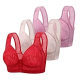 Nahtlose Damen-BHS mit Druckknopfverschluss vorne, volle Abdeckung, bügellose Komfort-BHS, leicht gefüttert, bügelloser Alltags-BH Unterwäsche Set (PP1, XL)