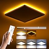 BLNAN LED Deckenleuchte Flach Dimmbar, 24W Deckenlampe mit Fernbedienung, 2000K Nachtlicht Warm, 3000K-6500K Decke Lampe für Schlafzimmer Wohnzimmer Kinderzimmer, Eckig Weiß 30CM