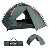 Cflity Camping Zelt, 3 Personen Instant Pop Up Wurfzelt Wasserdicht DREI Schicht Automatische Kuppelzelt, Große 4 Jahreszeiten Zelte mit Rain-Fly 2 Erweiterbare V