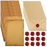 40 Stück Vintage Briefpapier mit Umschlag, Set Vintage Schreiben mit 12 Vintage-papier Briefumschläge, 16 A5 Briefpapier und 12 Wachssiegel-aufkleber, für Liebesbrief, Hochzeit,Geburtstag,W