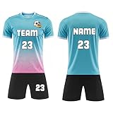 Personalisiertes Fußballtrikot-Set individuelles - Trikot Benutzerdefiniert Beliebiger Name Nummer Team Logo Trik