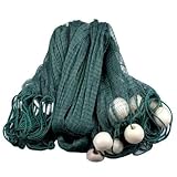 Fischernetz 2 x 5 m/ 2 x 10 m/ 2 x 15 m Angelnetz mit Sinker und Schwimmer Zugnetz für Flüsse, Seen und Flache Meere (2 x 10 m)