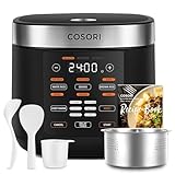 COSORI Reiskocher, Multikocher mit 17 Programme, Rice Cooker 5 L, Fuzzy-Logik, Dampfgarer mit Edestahleinsatz, Rezeptbuch, Slow Cooker, Premium Innentopf, Warmhaltefunktion, Timer, Schw