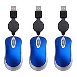 PRATYAHARA Kabelgebundene Maus, einziehbare Maus, Mini-Maus, optische USB-Maus, kabelgebundene Maus für Computer, Laptop, PC, einfach zu bedienen, 3 Stück
