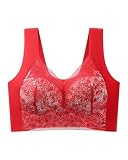 TPZORJX 1 Stück BH - Volldeckungs-BH,Haltungskorrektur-BH mit Frontverschluss,füR Laufen Joggen Yoga Fitness,(Rot,2L)