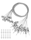 QWORK® 10 Stück Seilaufhängung Einbauset,1.5mmx1m, Edelstahl Decke Ohrstecker Drahtseil, Deckenbefestiger Befestigungs, für LED Panel Deck