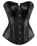 KUOSE Damen Body Shaper Dessous Gothic PVC Kunstleder Corsage Mieder Top Schw