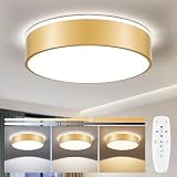 Vikaey LED Deckenleuchte Dimmbar 40cm Gold, 36W Deckenlampe Wohnzimmer Rund mit Fernbedienung, Moderne Dimmbare LED Lampe Decken für Schlafzimmer, Küchen, Badezimmer, Esszimmer, Kinderzimmer, F
