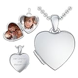 Kinder Herz Medaillon zum Öffnen für Bilder Silber 925 | Kette Halskette Mädchen | Medallion aufklappbar | Amulett Anhänger Herzmedaillon mit Foto personalisiert | Geschenk für Kinder zum Geburtstag
