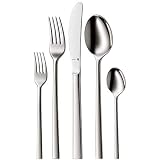 WMF Sonic Edelstahl Besteck Set 6 Personen, Essbesteck Set 30 teilig, Hohlheftmesser, Cromargan protect poliert, kratzbeständig, spü