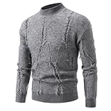 PANVER Sweater Herren Casual Mode Warm KnitSweater Jugend Temperament Trend LangarmSweater Atmungsaktiv Weich Komfortabel Strickwaren D-Grey L