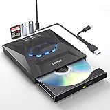 UNITEK Externes CD DVD Laufwerk, USB C Tragbares CD/DVD +/-RW Laufwerk/DVD Player mit SD Card Reader USB 3.0 USB C Hub CD ROM Brenner Kompatibel mit Laptop Desktop PC Windows Linux OS Apple M