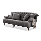 Loberon Sofa Springfield Village, Edles Chesterfield-Design, Extra tief, Gedrechselte Füße, inkl. Sechs Kissen, Couch, Sitzmöbel, Kiefernholz, Leinen,