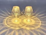 Spetebo LED Mini Tischleuchte warm weiß in Kristall Optik - konisch / 12 cm - Kleine moderne Deko Tisch Lampe Batterie betrieben - Dekoleuchte Stimmungslicht Diamant Look kab