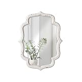 Sintosin Dekorative Wandspiegel Klein 30 x 40 cm, Vintage Spiegel Oval Weiß, Shabby Chic Badspiegel mit Holzrahmen, Spiegel Wand für Wohnzimmer, Flur, Schlafzimmer, B
