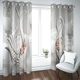 UIRINGART Elegante romantische Kunst Verdunkelungsvorhänge 3D weiße Schwäne mit rosa Rosen Fenstervorhänge für Hochzeit Schlafzimmer Wohnzimmer Lounge Spielzimmer 2 Paneele H200xB140