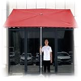 MACAGGTNTU Sonnenschirm Rechteckig Für Balkon, Terrasse, Wand, 2x1.5m 3x2.5m Höhenverstellbar Marktschirm Kippen Balkonschirm Tragbar Terrassenschirm(Red,2.9x2m/9.5x6.5ft(4ribs))