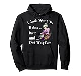 Lustiges Strickshirt 'I Just Want to Relax Knit Pet My Cat' Pullover H