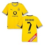 PUMA Original BVB Trikot Kinder [Home 26/27] Offizielles Borussia Dortmund Trikot [Jobe 7] Sportbekleidung Fussball Geschenke Jungen Mädchen Fußball Fanartikel Kinder I Gr. 164