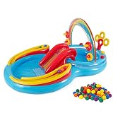 Intex Aufblasbarer Spiel-Center-Pool mit Wasserrutsche und kleinem Kunststoff, mehrfarbig, lustiger Ball für Bällebad, 100 Stück