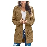 SKTIISN Long Strickjacke für Damen Strickjacke Damen Herbst Baumwolle Cardigan Damen Baumwolle Strickjacke lang Damen Kleid Langarm Sommer Cardigan Cardigan Damen Regenjacke Damen gefüttert kühlw